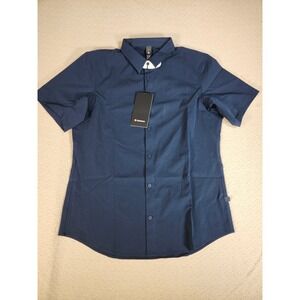 Lululemon Airing Easy Short Sleeve Shirt Men Size L Navy Athletic Technical